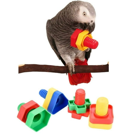 CheeseandU Parrot Toy Chew Bite Screw Toy for Conure Parakeet Cockatiel Cockatoo Love Birds, Green Cheek, Small and Medium Birds Foraging Foot Toy Training Toys Swing Cage Decor