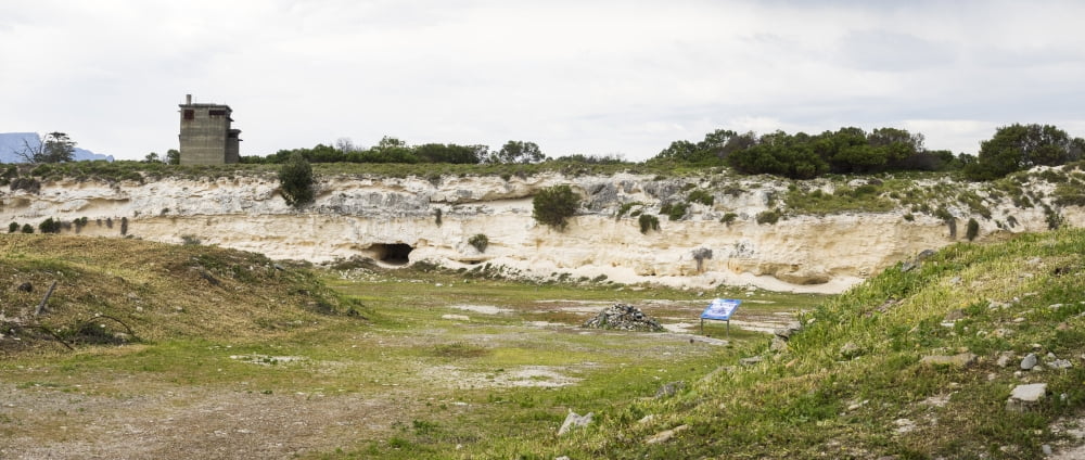 Quarry at Robben Island prison where Nelson Mandela and other anti-apartheid activists labored in the hot sun or cold rain while imprisoned Cape Town Western Cape Province South Africa Canvas Art - Pa