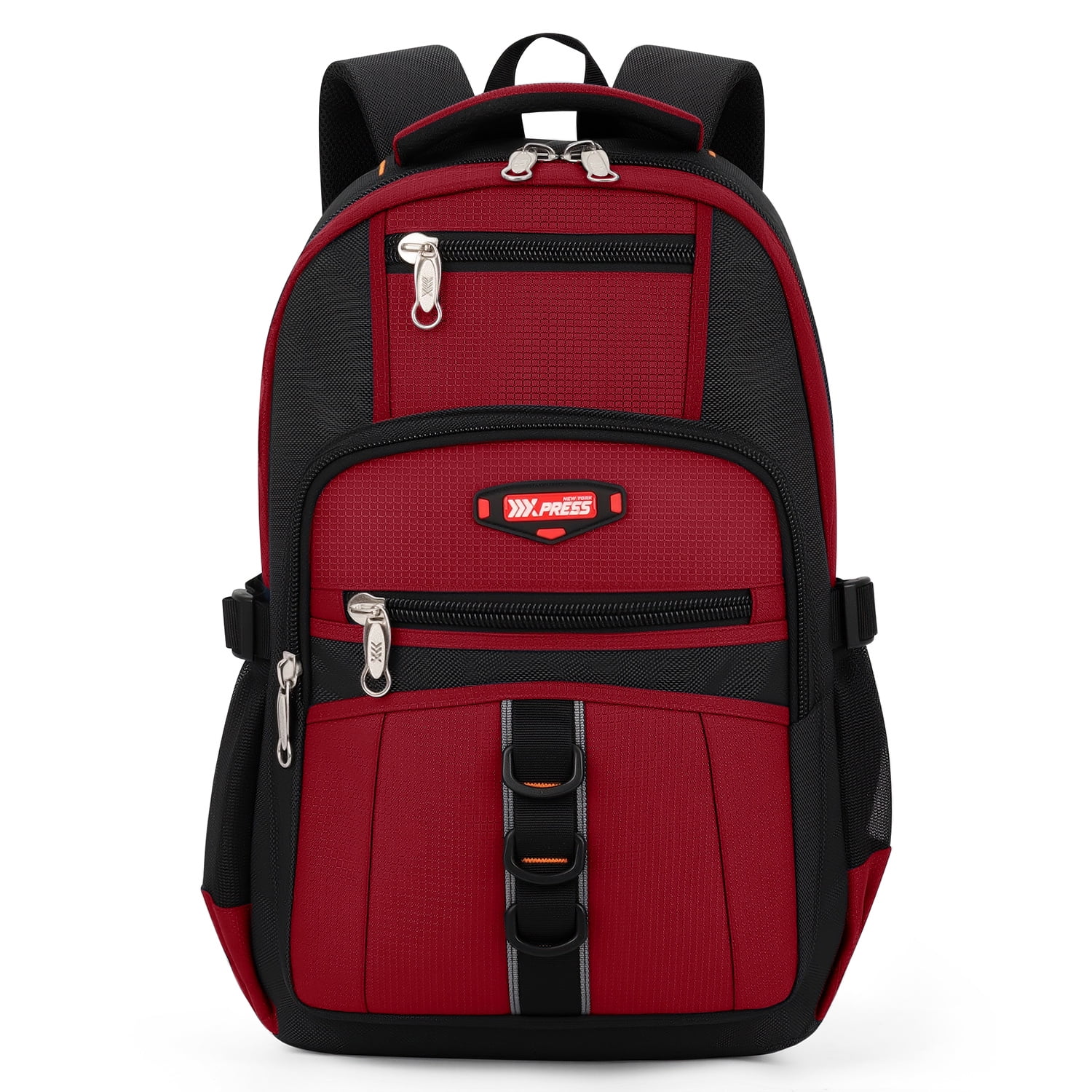 Travel Backpack for Men Women Water-resistant Multi-Pocket Bag Lighweight Casual Work Hiking Daypack School Bookbag, Red, BP8017