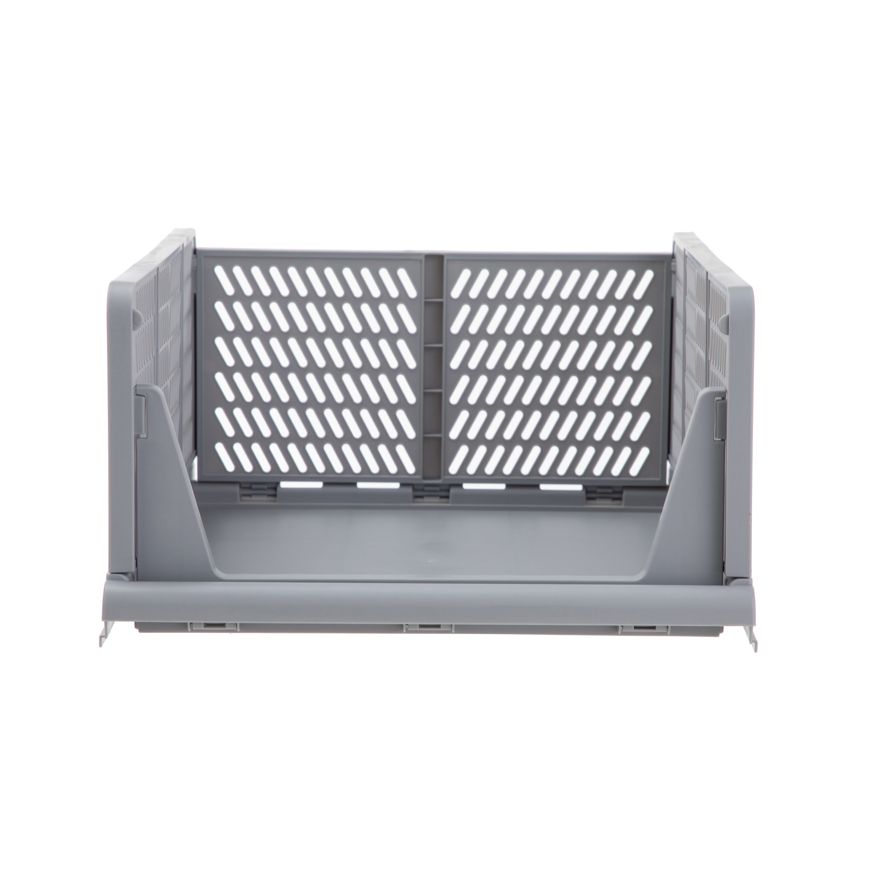 Your Zone Kids Collapsible Stacking Plastic Storage Bin, Grey, 13 in x 17 in x 1.3 in
