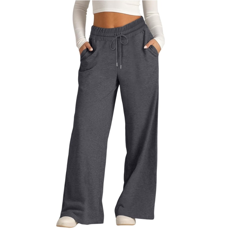 JULMCOMO Women's Wide Leg Sweatpants Double Waisted Baggy