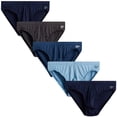 thumbnail image 1 of Reebok Men's Underwear - Low-Rise Quick Dry Performance Briefs (5 Pack), Size Large, Blues/Charcoal, 1 of 6