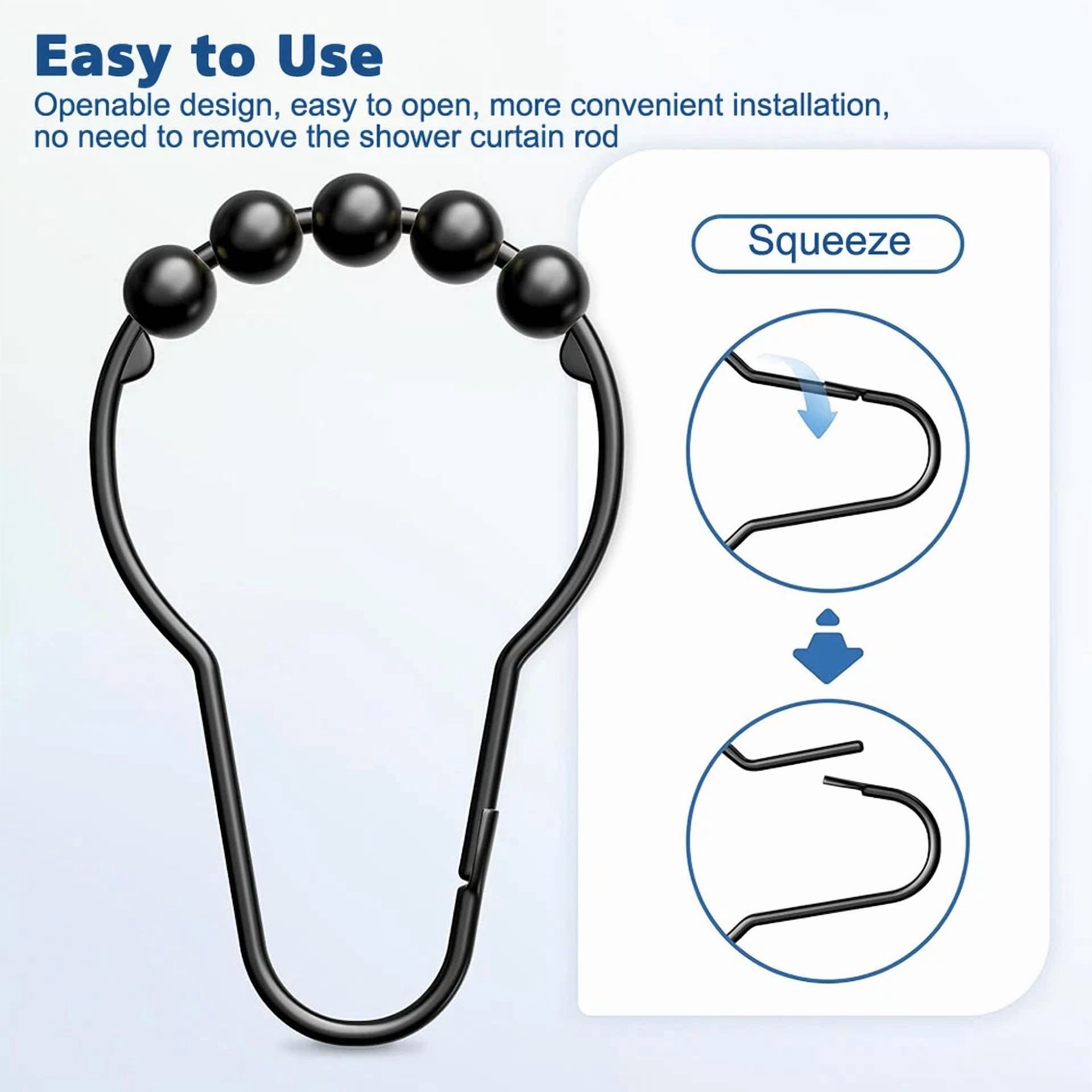 Shower Curtain Rings, 12 Pack, Shower Curtain Hooks, Shower Rings, Shower Curta