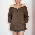 thumbnail image 2 of Womens Winter Parka Jackets Solid Plus Fleece Cotton Jacket Warm Lamb Fleece Top Coat Sweater Coat Savings up to 30% off, 2 of 7