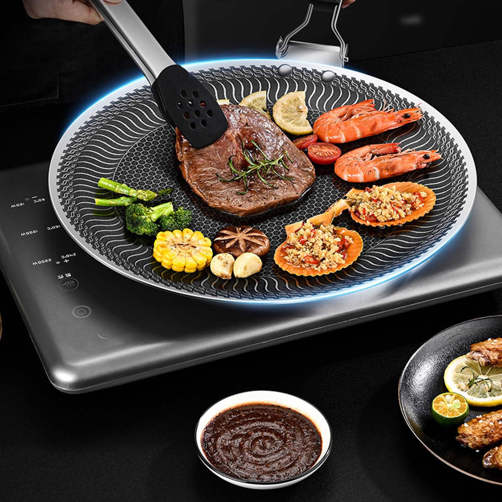 Grills Pans Outdoor Campings Fryings Pans Nonstick Round BBQ Griddle Barbecues Plate for Inductions, Stove,Electric Cooktops