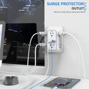 JcBlaon Outlet Extender Splitter Surge Protector with 4 USB Ports (2 USB C), Multiple Plug Wall Outlet, Multi Outlet Plug in Wall Adapter Power Strip for Indoor