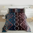 thumbnail image 2 of Homewish Adult Bohemian Abstract Queen Comforter Set, Teal Pink Hippie Aztec Bedding Sets, Chic Old Fashion Reversible Bedding Comforter Set, Lightweight Room Decor, 3 Pieces, 2 of 8