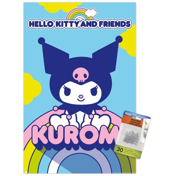 Hello Kitty and Friends - Kuromi Wall Poster with Push Pins, 14.725" x 22.375"
