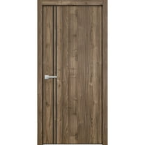 Modern Wood Interior Door with Hardware | Planum 0016 Walnut | Single Panel Frame Trims | Bathroom Bedroom Sturdy Doors-18" x 80"