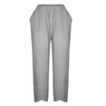 thumbnail image 2 of Fanxing Women's Linen Cropped Pants Summer Fashion Solid Color Ankle Capris Trousers Elastic Waist Straigh Pants with Pockets, 2 of 7