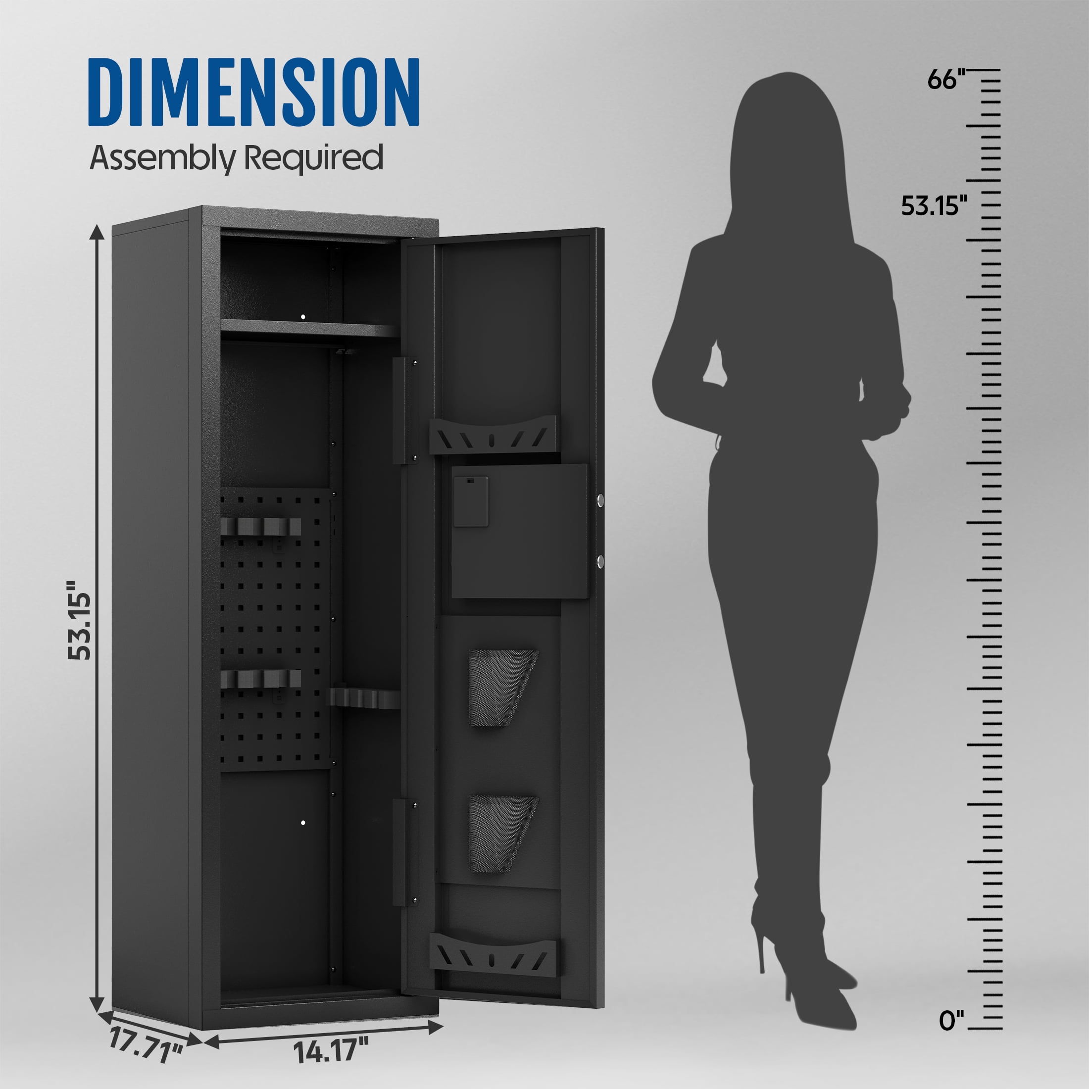 KAER 10-12 Biometric Gun Safe, Quick Access Unassembled Rifle Safe for Rifle and Shotgun, Gun Cabinet with Removable Rifle Rack