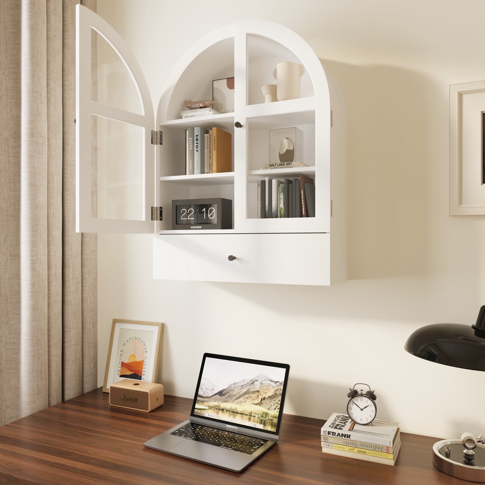 Bathroom Wall Cabinet, Medicine Cabinet with Doors, Over The Toilet Storage Cabinets Organizer for Laundry Room, Kitchen, Living Room, White