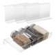 thumbnail image 1 of Organizador de especias para gabinete, 4 unidades: organizador de especias de acrílico transparente para gabinete de cocina, bandeja de inserción para condimentos., 1 of 7