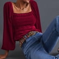 thumbnail image 5 of Camiseta de manga larga elegante para mujer, top francés con sentido del diseño, camisa base de ante, 5 of 5