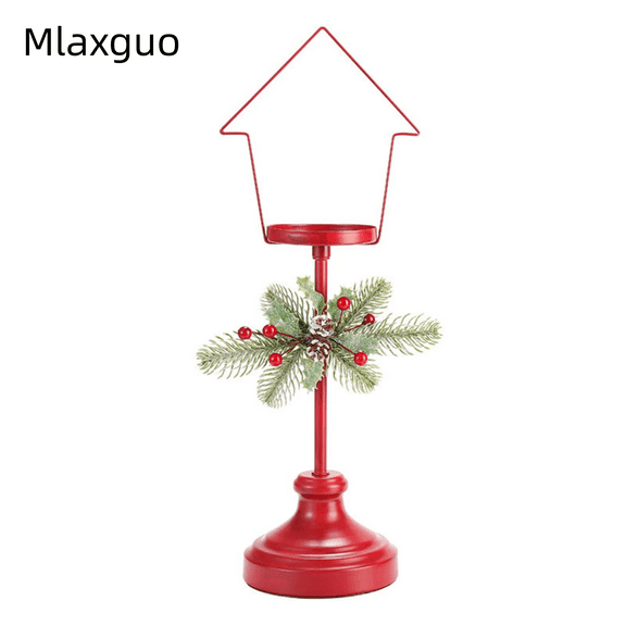 Mlaxguo Christmas Candle Holders, Iron Candle Stands, Vintage Red Christmas Candlesticks Window Display Decoration, Heat-Resistant Metal Desktop Ornaments for Home, Wedding, Holiday Festive Decor
