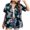 Blue, variant on Women's Dressy Business Shirts Short Sleeve Collared Floral Print Casual Fashion Spring Tops Work Button Down Blouses