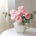 thumbnail image 5 of UKELER Pink Austin Roses Wedding Bouquet 4 Pcs Real Touch Latex Artificial Flowers for Home Decor Flower Arrangement Wedding Centerpieces Valentine's Day Gift, 5 of 9