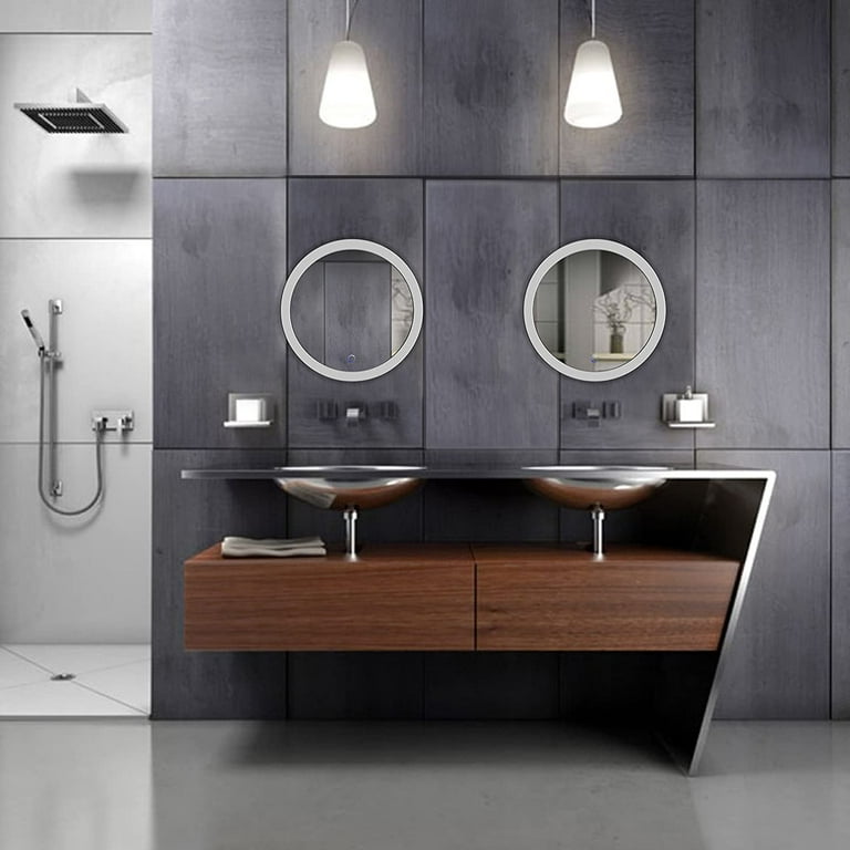 Krugg Led Bathroom Round Mirror 22 Inch Diameter Lighted Vanity