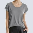 thumbnail image 3 of HXWCHs Walmart Womens Plain T Shirts Women's Casual Batwing Sleeve Round Neck Solid Tee for Spring Summer Fashion Loose Fit Basic top S Grey, 3 of 3