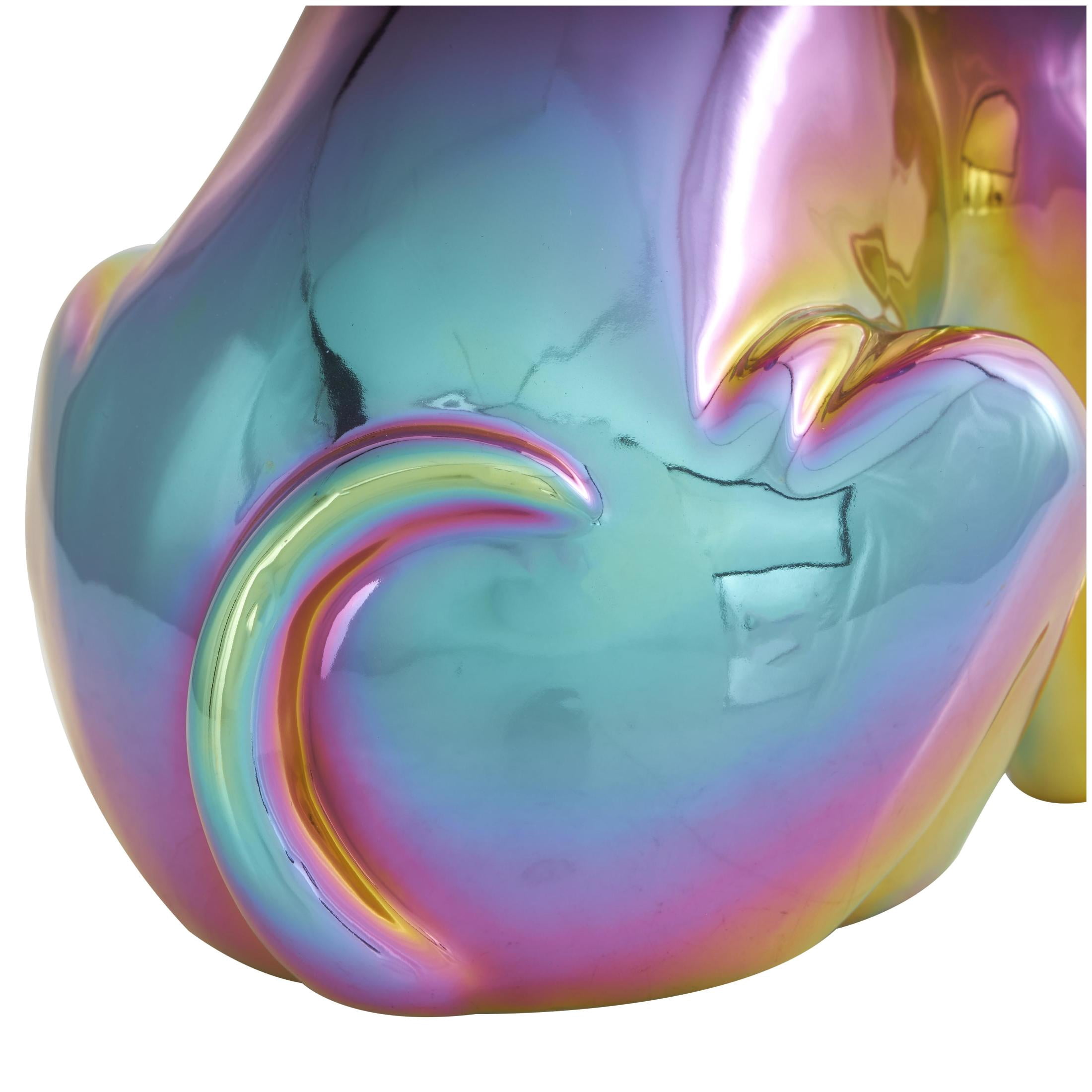 7" x 12" Multi Colored Ceramic Bulldog Sculpture with Rainbow Shimmer Finish, by DecMode
