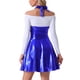 thumbnail image 3 of Faldas de tirantes metálicas INSPIRE CHIC para mujeres, falda A-line de cintura alta para fiestas, XS azul real, 3 of 5