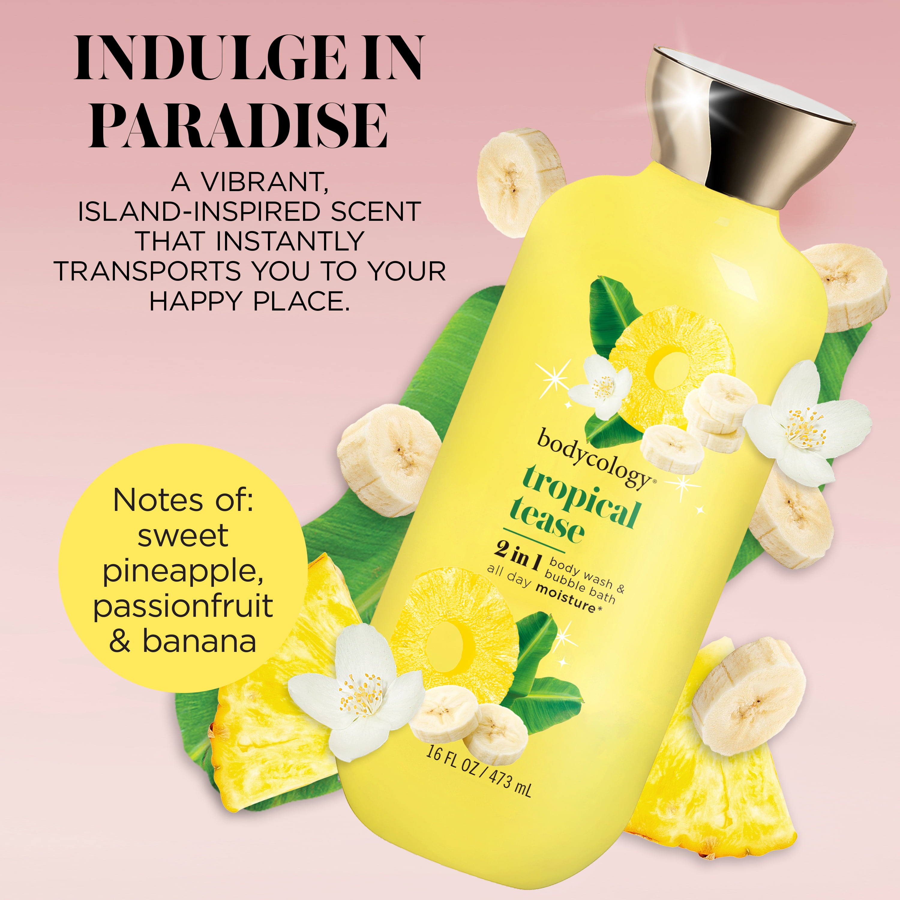 Bodycology Tropical Tease 2-in-1 Body Wash & Bubble Bath, 16 fl oz