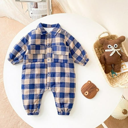 

DanceeMangoos 0-3T Newborn Kid Baby Boys Winter Clothes Plaid Thick Baby Romper Warm Jumpsuit Cute New Born Baby Costume Outfit