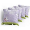 thumbnail image 5 of Ambesonne Cartoon Throw Pillow Cover 4 Pack, Girl Riding Bike Windy, 16", Apple Green Lavender, 5 of 7
