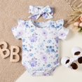 thumbnail image 4 of StylesILove Infant Baby Girls Floral Print Short Sleeve Bodysuit & Shorts & Headband 3pcs Set Spring Summer Romper Outfit (Blue Floral, 18 Months), 4 of 7