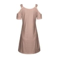 thumbnail image 5 of DYMADE Women Elegant Solid Color Lace V-Neck Off-The-Shoulder Cutout Slim Dress, 5 of 8