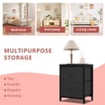 thumbnail image 5 of Nightstand, Bedside Table with 2 Storage Drawers, Wooden Top Fabric Cabinet Kids Mini Dresser for Bedroom, Closet, Entryway, College Dorm, Black, 5 of 7