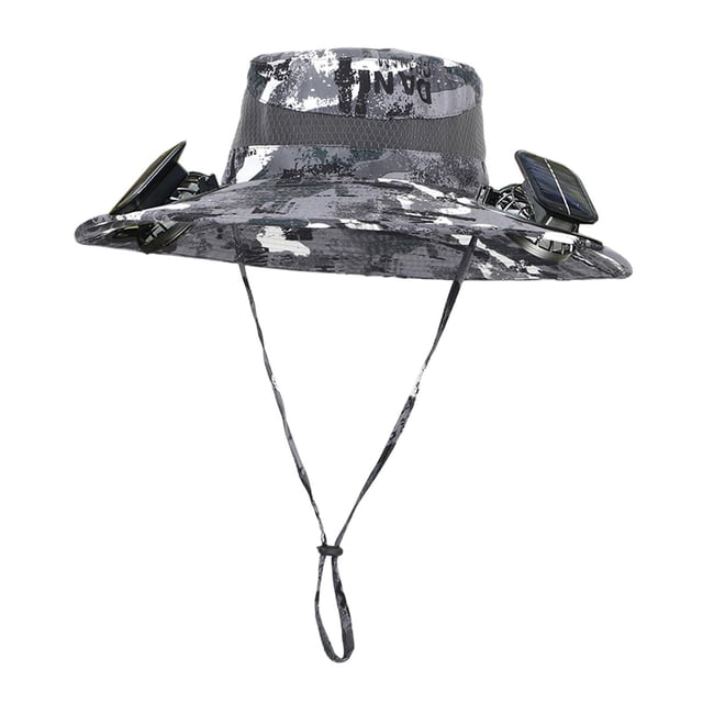 Sombrero de enfriamiento jinwen ventilador ajustable transpirables de ala ancha para el sol tinta verde gris claro