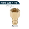 thumbnail image 4 of Accesorios para espiga de manguera de latón Unique Bargains 5/8" OD Conector de rosca hembra 1/2"NPT para aire, agua, aceite, gas, combustible 1 pieza tono dorado, 4 of 7