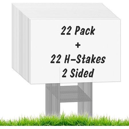 22Pcs Blank Yard Signs with Stakes 17X12inch White Garden Yard Signs Yard Sale Signs Corrugated Plastic Signs for Party Decorations Garage Sale Guidepost Open House