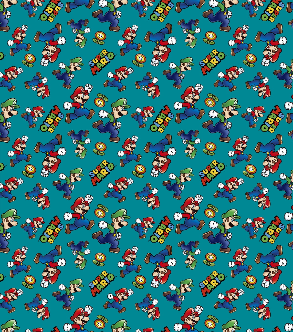 Springs Creative 18" x 21" Cotton Super Mario Luigi Toss Precut Sewing & Craft Fabric, Multi-color