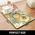 thumbnail image 2 of Dog Food Mat, 12" x 19" Flower Absorbent Dog Cat Bowl Mat for Food and Water, Cute Anti-Slip Rubber Pet Feeding Rug Protect Floors, Placemat for Feeding & Watering Supplies, Retro Floral, 2 of 6