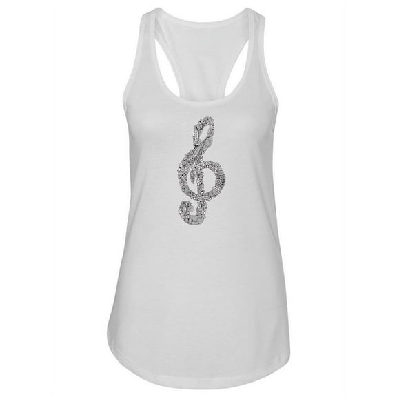 Musical Note Pattern Flowers Tank Women -Image by Shutterstock, Female Medium