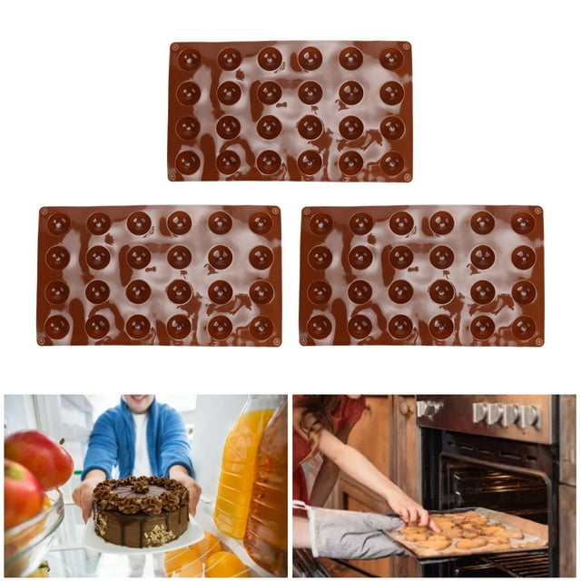 3pcs Silicone Mould 24-Hole Soft Semi Sphere Baking For Chocolate Mousse Mousse, Cakes, Chocolate Bombs