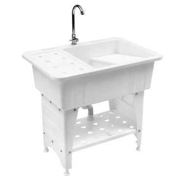 Miumaeov Freestanding Plastic Laundry Sink Indoor and Outdoor Utility ...