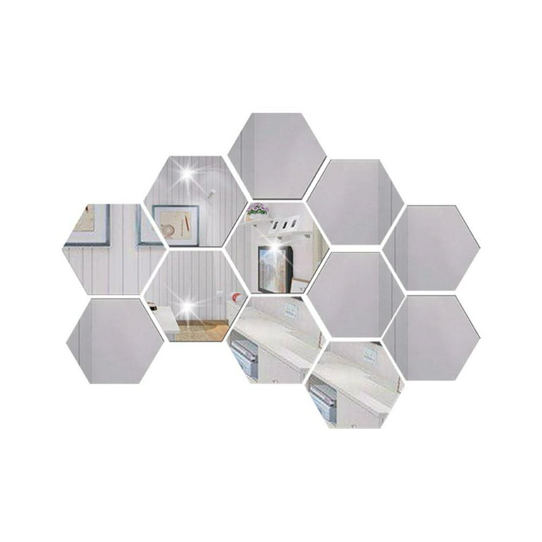 ITTA Hexagon Mirror, Large 32pcs 126x110x63mm 3D Acrylic DIY Wall  Decorative Self-Adhesive Wall Stickers Removable Geometric Hexagon Wall  Mural