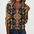 thumbnail image 2 of successthop V Neck Blouse for Women 3/4 Sleeve Tee Shirts Lightweight Trendy Pullover Clothes Vintage Print Shirts, 2 of 6