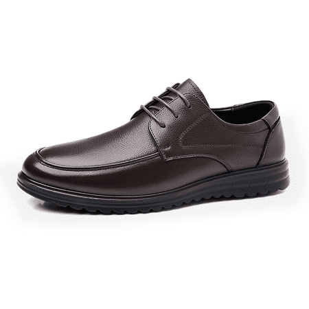 Elecsop Mens Dress Shoes Premium Leather Casual Formal Business Oxford Shoes Classic Lace-up Derby Shoes  Brown