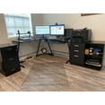 thumbnail image 4 of DEVAISE File Cabinet, 3 Drawer Lateral Filing Cabinet, Printer Stand with Open Storage Shelves on Wheels for Home Office, Kids Room, Black, 4 of 10