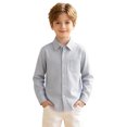 thumbnail image 5 of FYDUU Kids Boys Girls Long Sleeve Striped Shirts Children's Button Down Dress Shirts Formal School Uniform Tops Back To School Clothes 10-11 Years, 5 of 6