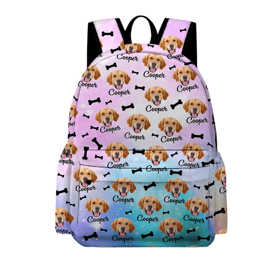 Custom Pet Photo Backpack Gift For Dog Cat Lovers. Name And Photo Can Be Changed. Back To School Gifts