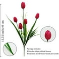 thumbnail image 2 of 6 Bundles Artificial Tulips Flowers Fake Silk Tulip Bouquet Faux Plants Realistic Flower Arrangement Bouquet for Home Room Office Party Wedding Decoration Gift for Mothers Day 5 Heads/Bundles(Red), 2 of 7