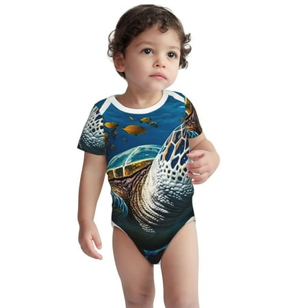 

Kdxio Ocean Coral Turtle Pattern Unisex Baby Cotton Short Sleeve Bodysuits-18 Months