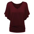 thumbnail image 5 of Plus Size Women's V Neck T Shirt: Batwing Sleeve, Loose Fit, Solid Color, Comfortable, 5 of 5