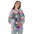thumbnail image 4 of Hippie Great Dane Portrait Watercolor Tie-Dye Vintage Styles All Over Print 3D Hoodie Unisex Merch Hoodies Danes Dog Lover Gifts - 00014, 4 of 6