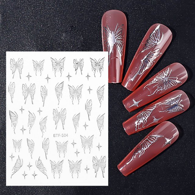1 Pza Calcomanías Autoadhesivas De Uñas De Llama De Geometría Láser 3D Líneas De Plata Góticas Manicura Decoración DIY Arte Herramientas Para Mujeres